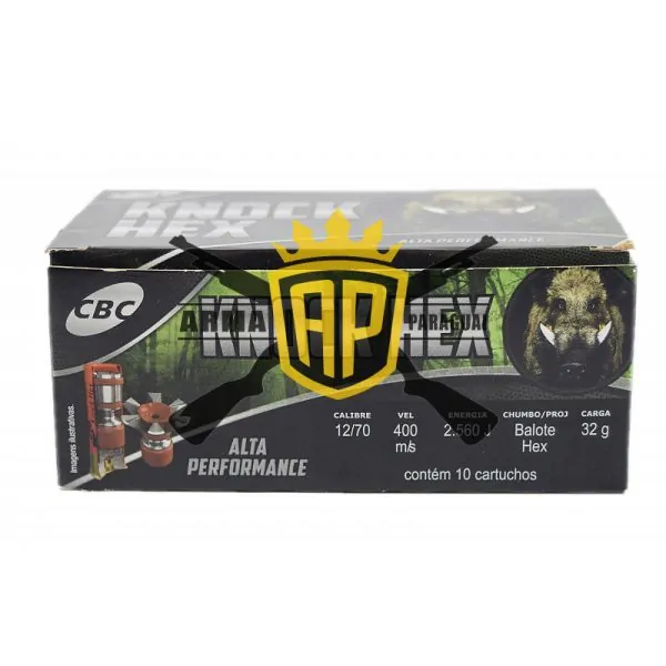 Cartucho Cbc 12-70 Balote Knock Hex Cartucho Cbc 12/70 Balote Knock Hex