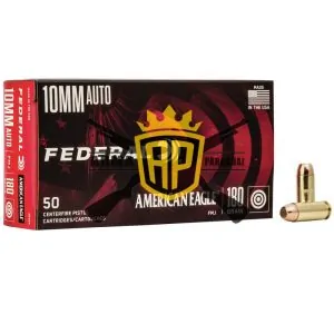 Munição FEDERAL AMERICAN EAGLE 10MM AUTO FMJ PP 180 Grains – Cx 50