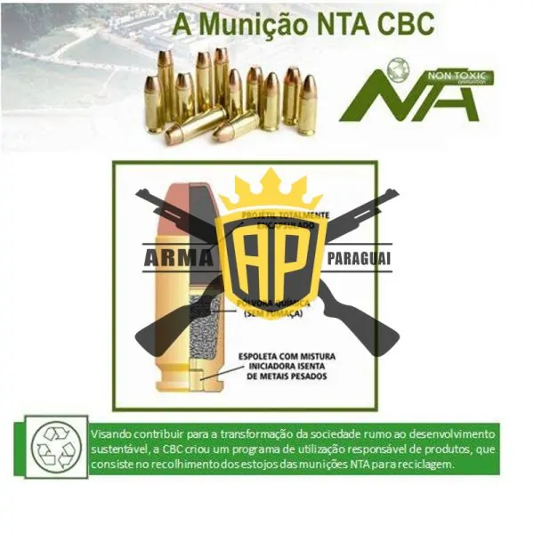 Munição CBC 9MMLUGER EOOG 124GR NTA CXT C