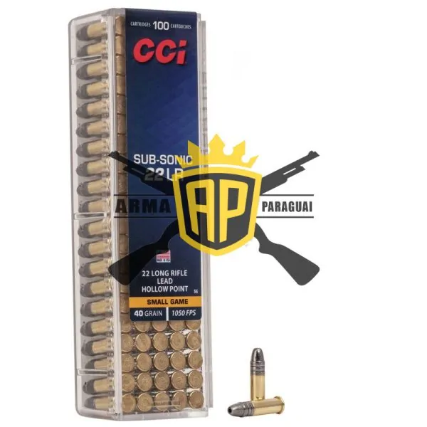 Munição CCI 22LR Subsonica HP 40GR – CX100