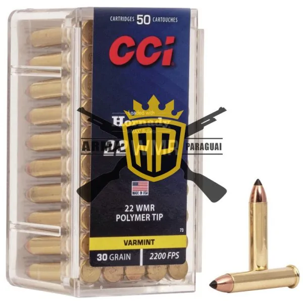 Munição CCI 22WMR MAGUM V-MAX POLYMER TIP 30GR – CX50 Munição CCI 22WMR MAGUM V-MAX POLYMER TIP 30GR – CX50