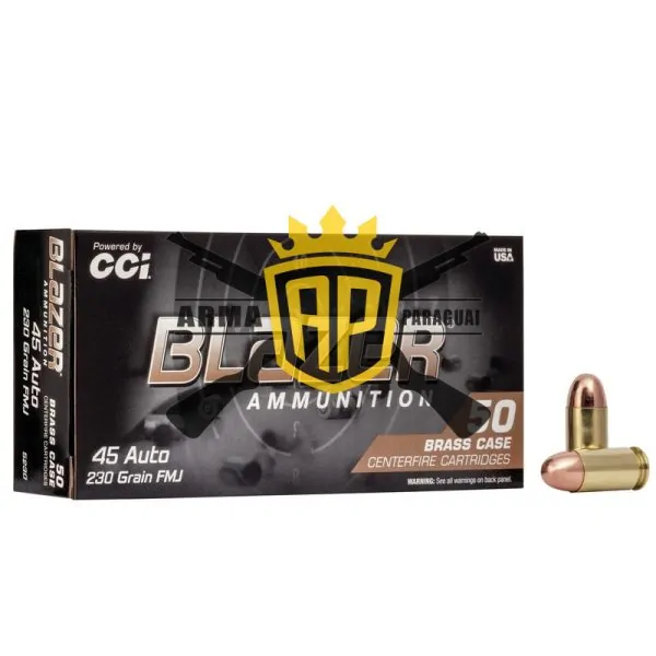 Munição CCI BLASER .45 AUTO FMJ 230 Grains – Cx 50
