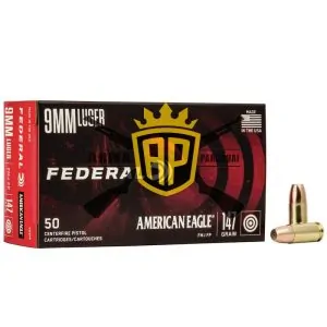 Munição FEDERAL AMERICAN EAGLE 9MM LUGER 147GR FMJ FP – Cx 50 Munição FEDERAL AMERICAN EAGLE 9MM LUGER 147GR FMJ FP – Cx 50