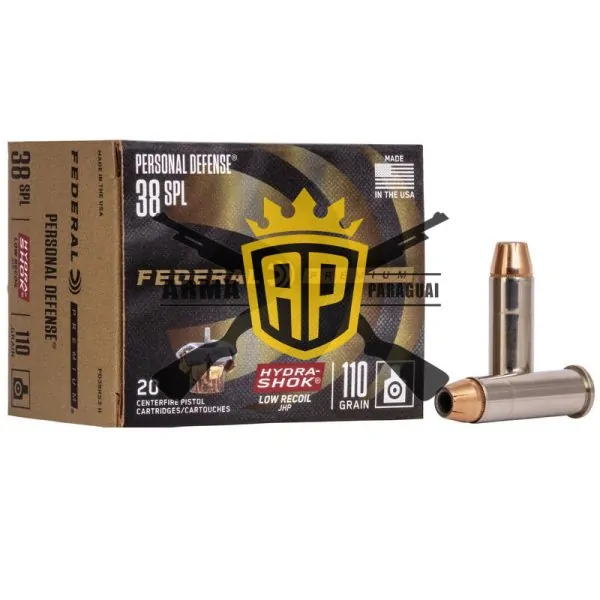 Munição Federal 38 SPL HYDRA_SHOCK JHP 110GR – CX 20